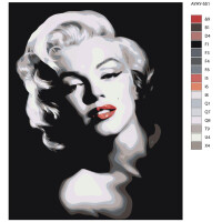 Malen nach Zahlen "Marilyn Monroe schwarz und weiß", 40x50cm, AYAY-551