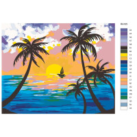 Pittura con numeri "Paradiso delle palme", 40x50cm, ra105