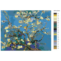 Pittura con i numeri "Mandorlo in fiore dopo v. Van Gogh", 40x50cm, arth-ah165