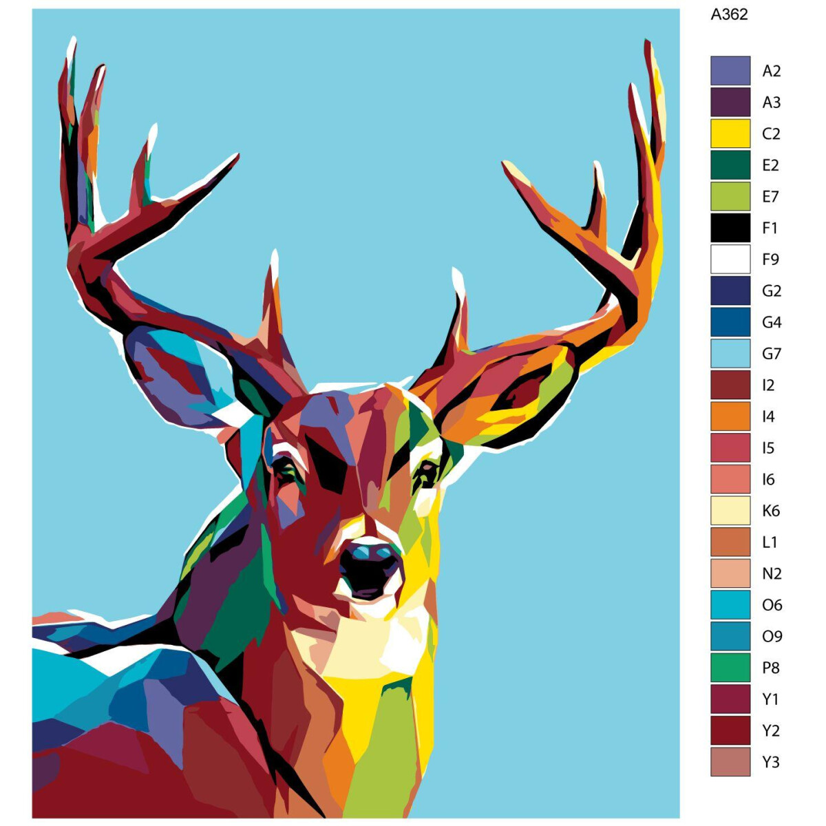 Paint by Numbers "Deer colorful geometric",...