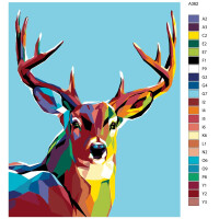 Pittura con i numeri "Cervo colorato geometrico", 40x50cm, a362