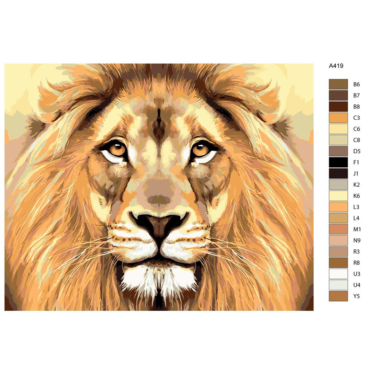 Pittura con i numeri "Ritratto di leone",...
