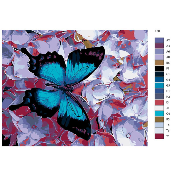 Pittura con i numeri "Butterfly sky butterfly", 40x50cm, f58
