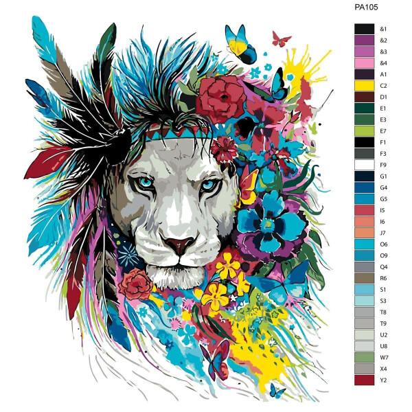 Peinture par Numéro Adulte Kit Animaux colore Lion géométrique