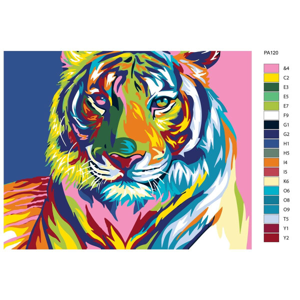 Pittura con numeri "Sguardo penetrante di una tigre", 40x50cm, pa120