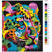 Pittura con numeri "Leopardo colorato", 40x50cm, pa126