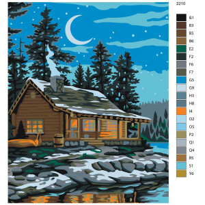 Painting by Numbers "Cabin at Night", 40x50cm,...
