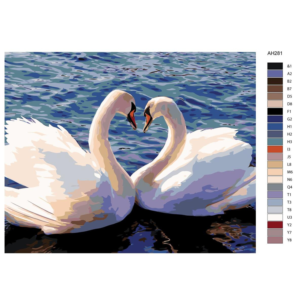 Pintura por números "Cisnes enamorados",...