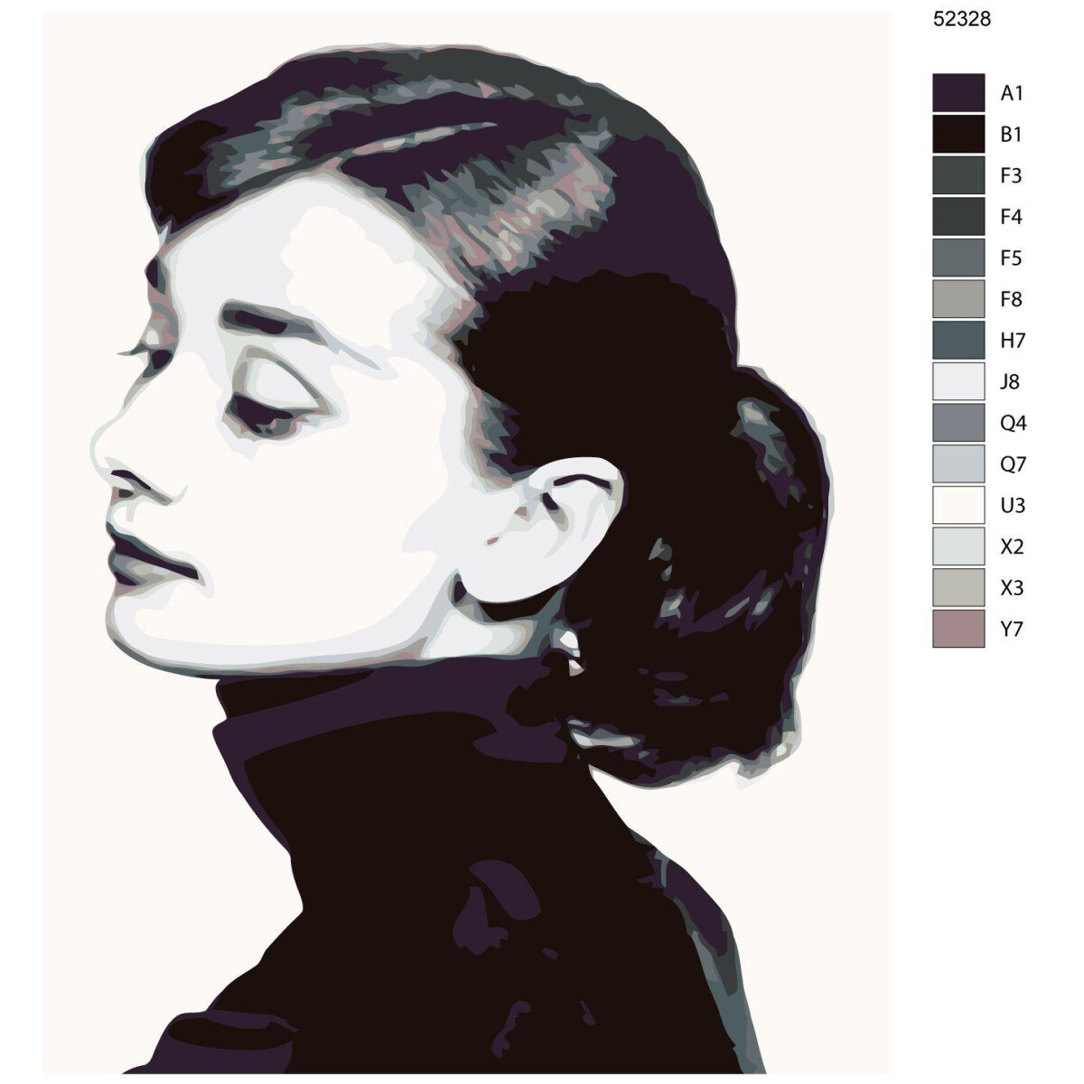 Schilderij met nummers "Audrey Hepburn",...