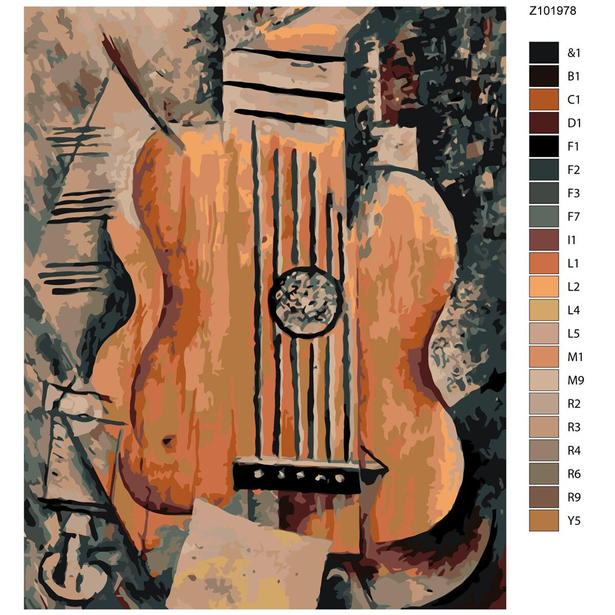 Pintura por números "Guitarra", 40x50cm,...