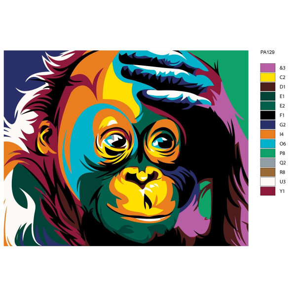 Paint by Numbers "Monkey II" , 40x50cm, PA129