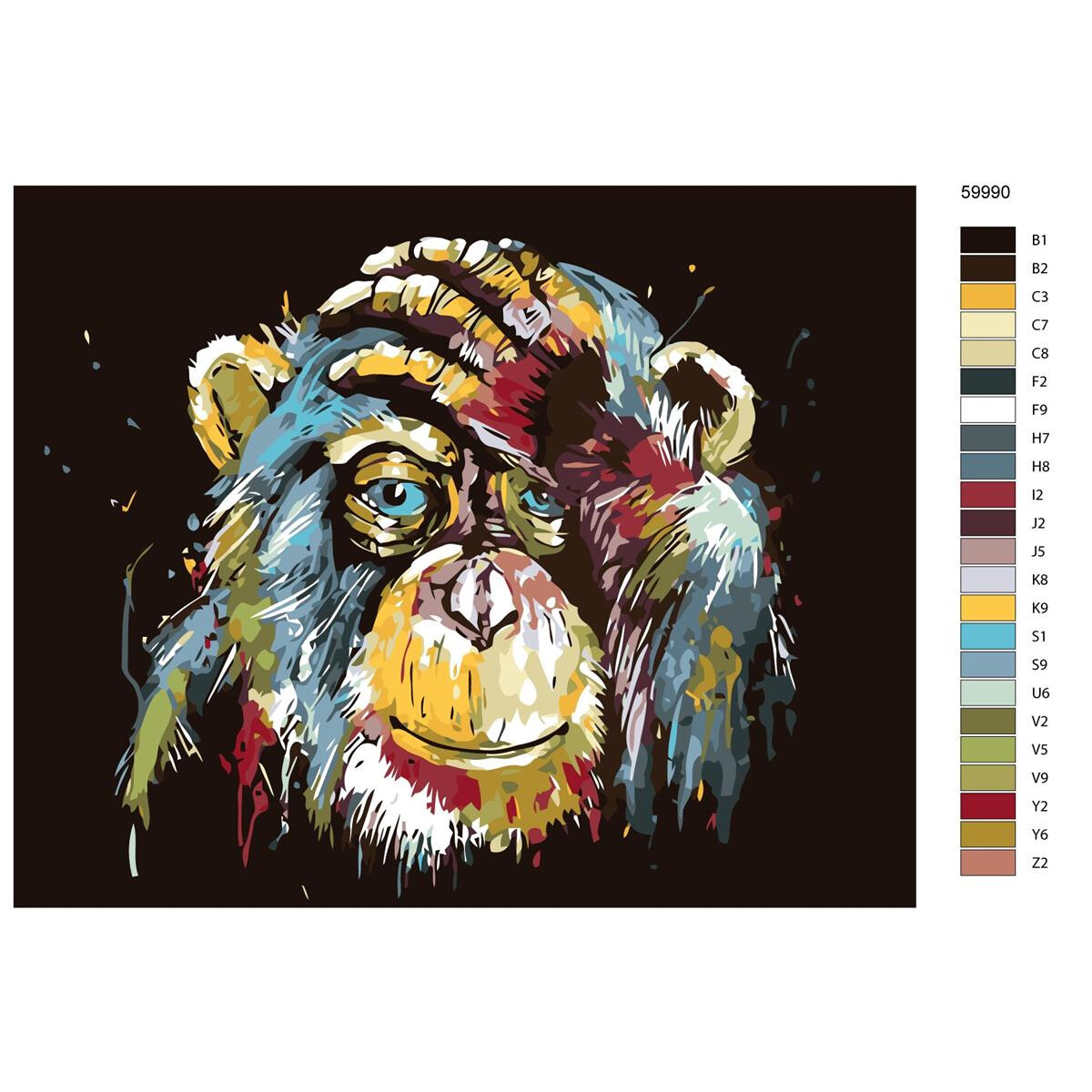Pittura con i numeri "scimmia", 40x50cm,...