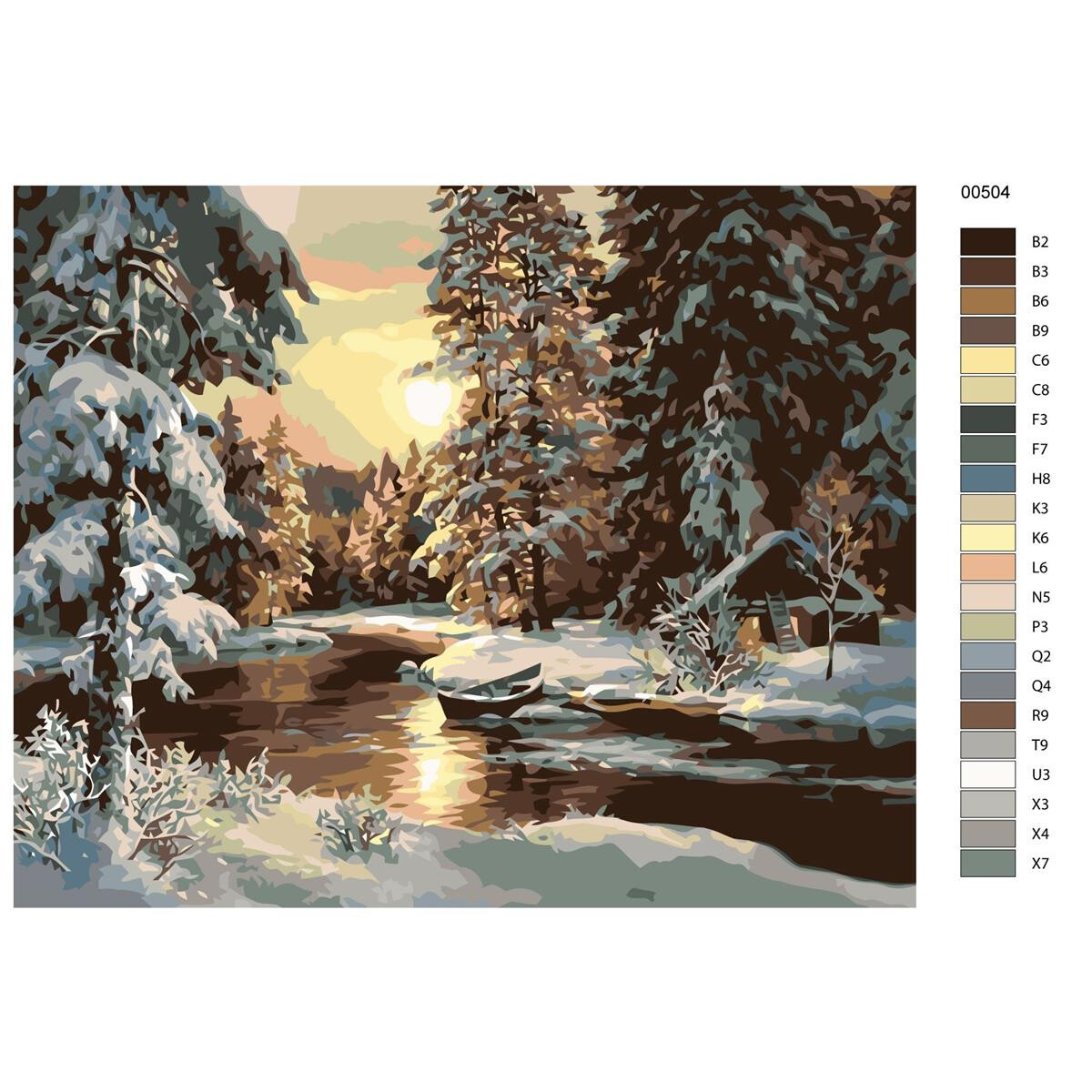 Paint by Numbers "River in the winter forest" ,...