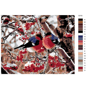 Paint by Numbers "Bullfinches in winter" ,...