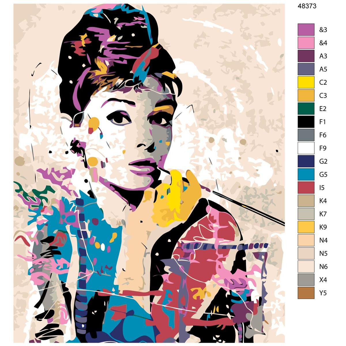 Pintura por números "Audrey coloreada",...