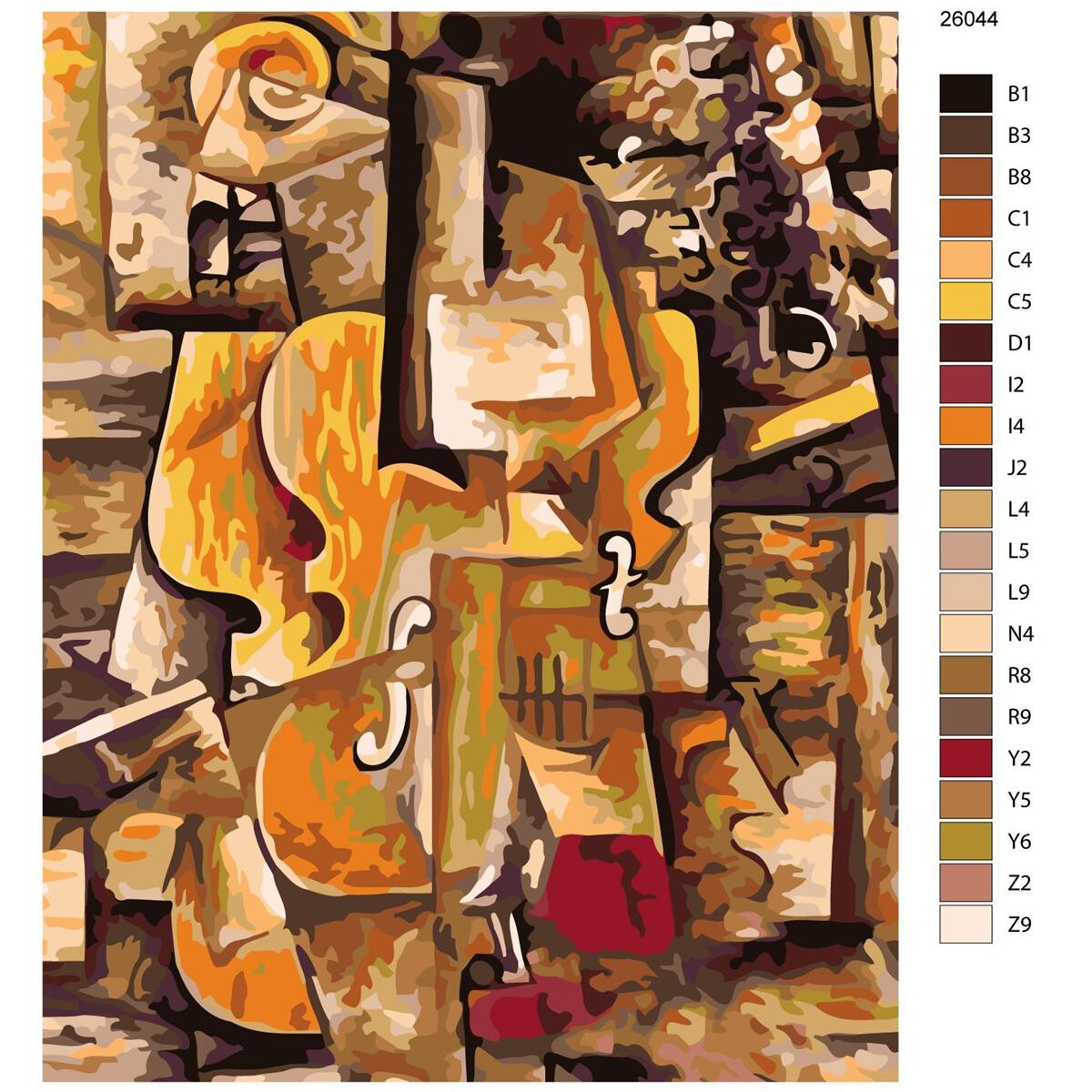 Pittura con numeri "Violino a pezzi", 40x50cm,...