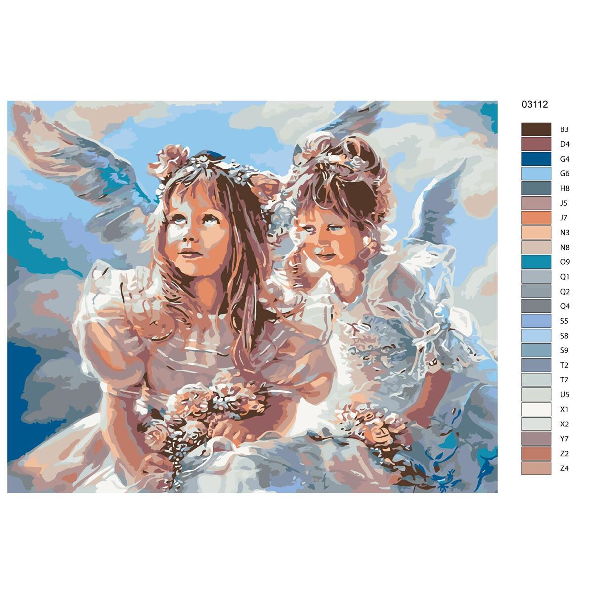 Pittura con numeri "Ragazza angelo", 40x50cm,...