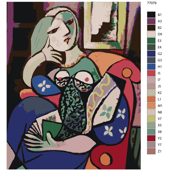 Pintura por números "Mujer con libro", 40x50cm, ktmk-77079