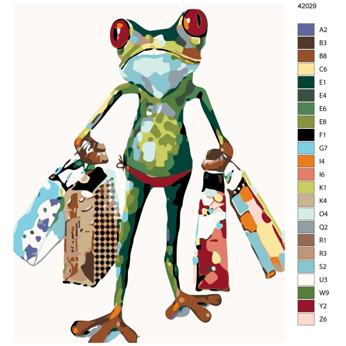 Malen nach Zahlen "Frosch beim Einkaufen",...