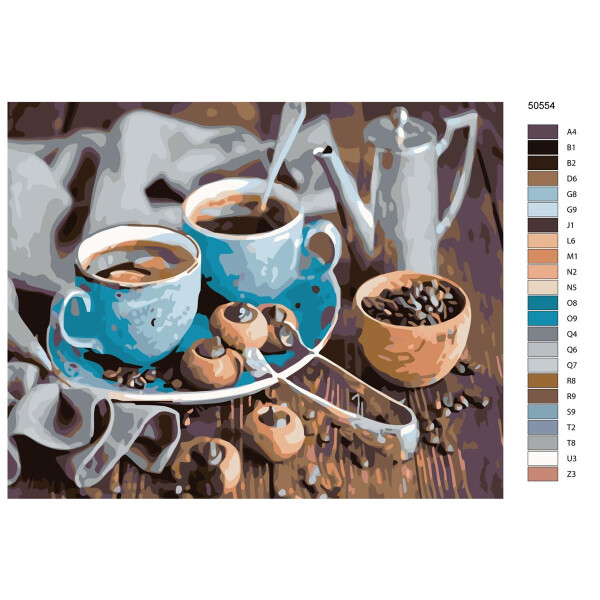 Pittura con i numeri "Tazza di caffè", 40x50cm, ktmk-50554