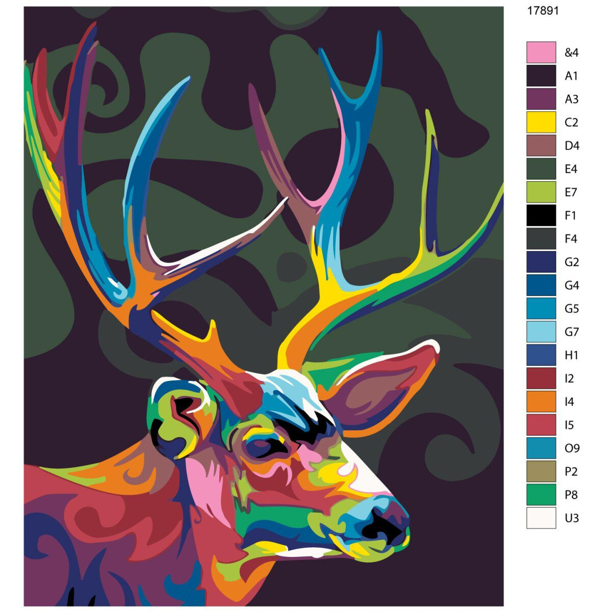 Paint by Numbers "Deer colorful", 40x50cm,...