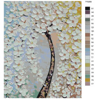 Pittura dai numeri "Albero con fiori bianchi", 40x50cm, ktmk-775265