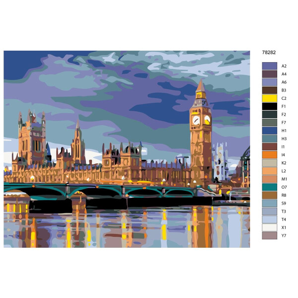 Schilderen op nummer "Big Ben Londen", 40x50cm, ktmk-78282