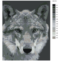 Schilderij op nummer "Wolf zwart-wit", 40x50cm, ktmk-351313