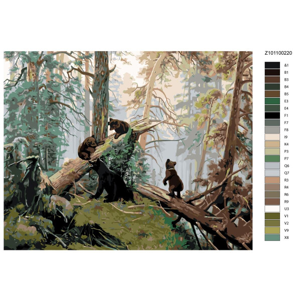 Pintura con números "Bosque de osos", 40x50cm, z-z101100220