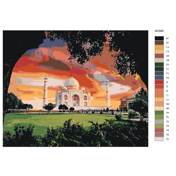 Schilderij volgens nummers "Taj Mahal India", 40x50cm, arth-ah345