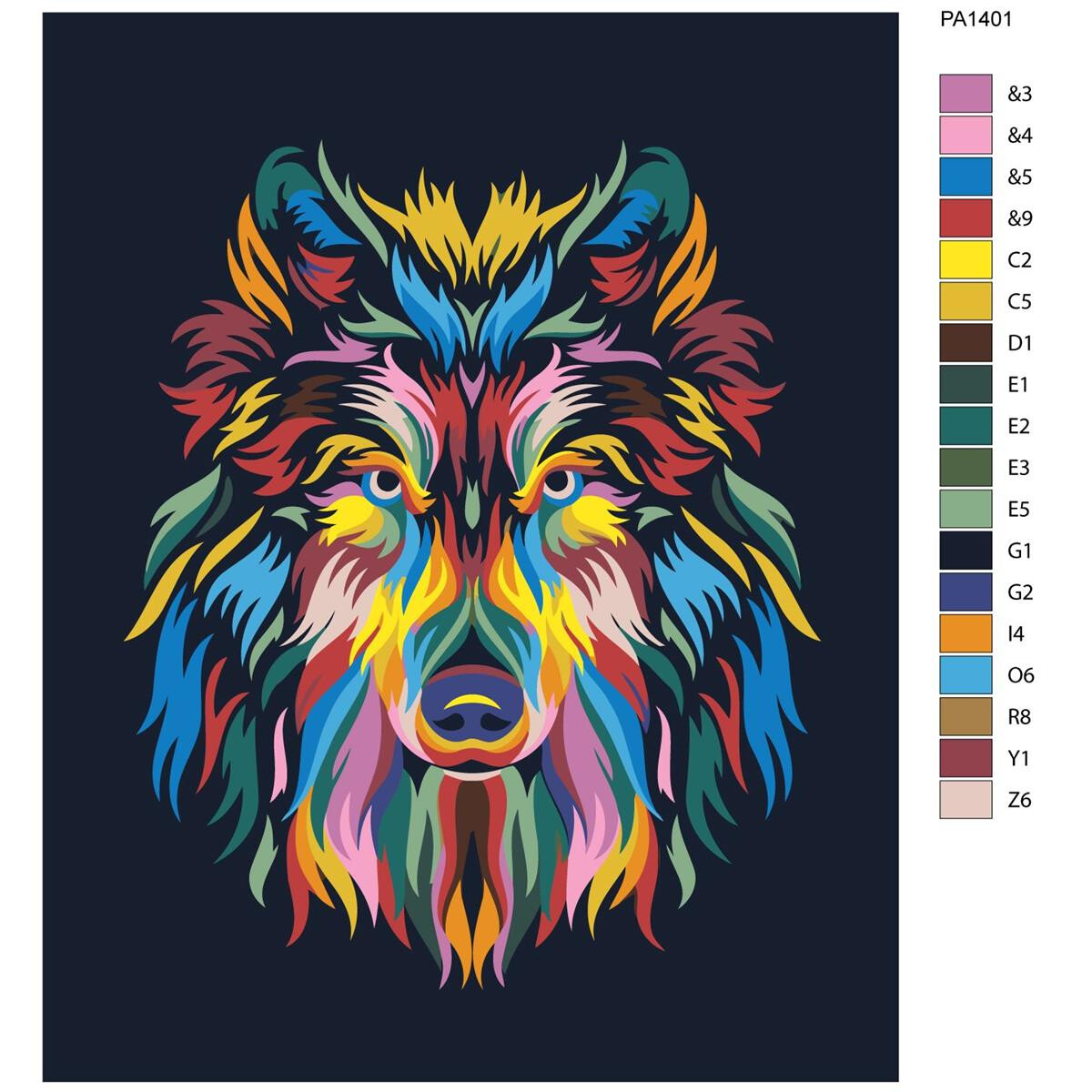 Paint by Numbers "Wolf colored fur", 40x50cm,...