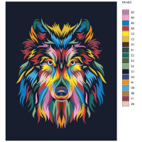 Pintura por números "Piel de lobo de colores", 40x50cm, pa140