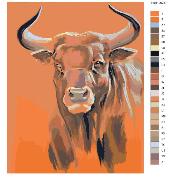 Pittura con i numeri "Arancia Toro", 40x50cm, z101100287