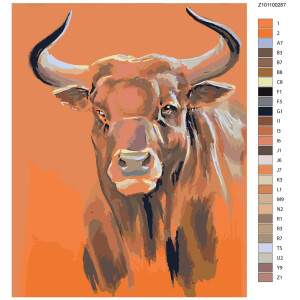 Schilderij met nummers "Bull Orange", 40x50cm,...