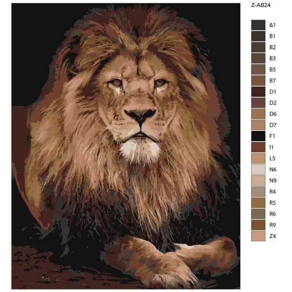 Schilderij volgens nummers "Leeuw Mannetje", 40x50cm, z-ab24