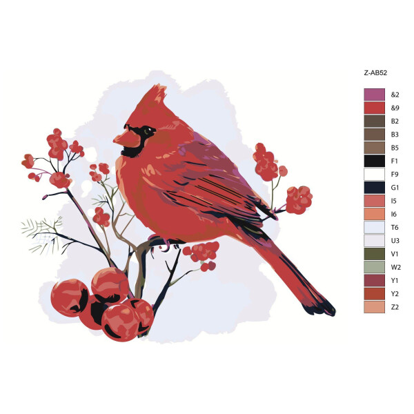 Peinture par numéros "Oiseau branche rouge", 40x50cm, z-ab52