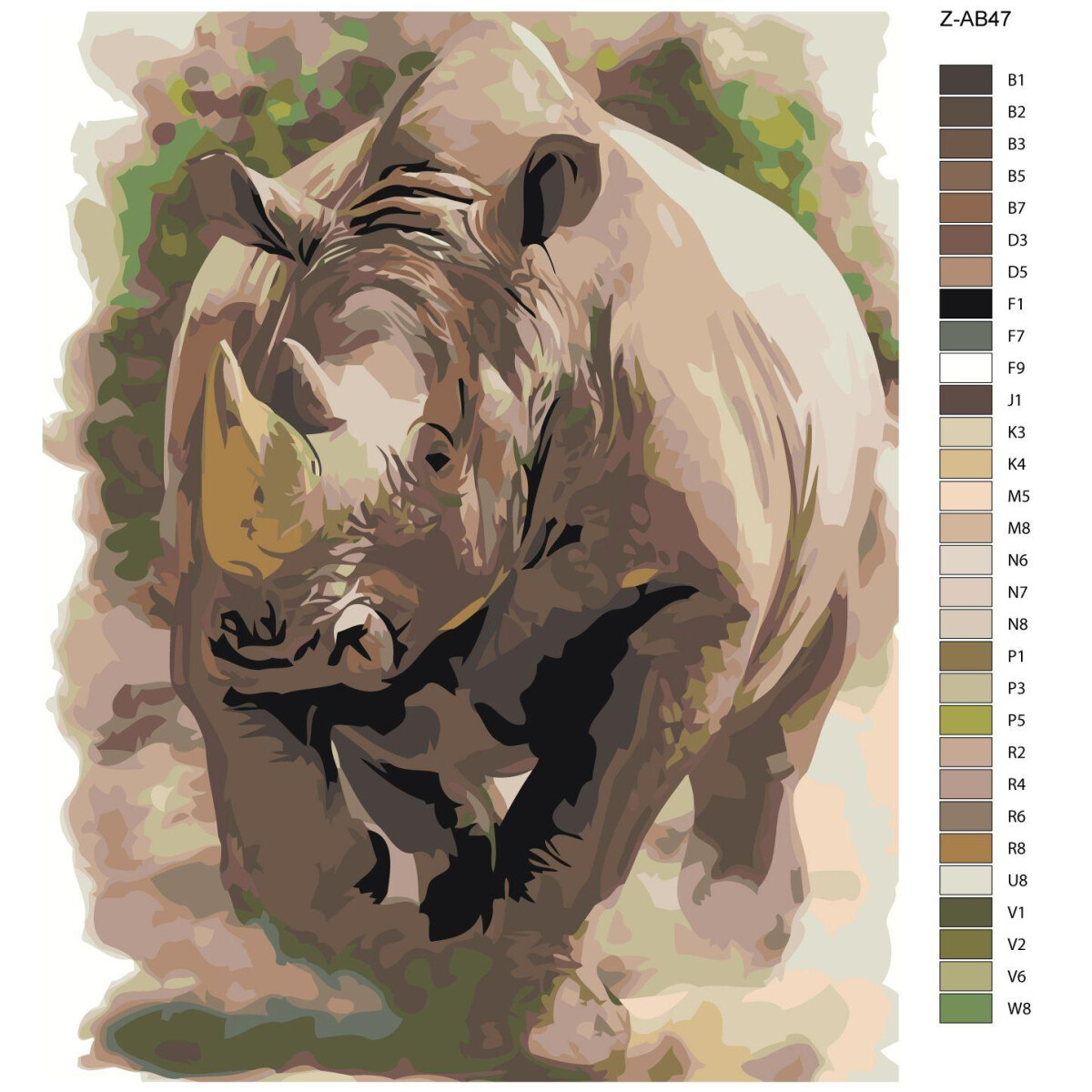Paint by Numbers "Rhinoceros dust", 40x50cm,...