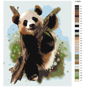 Schilderij op nummer "Panda Beer Tak", 40x50cm,...