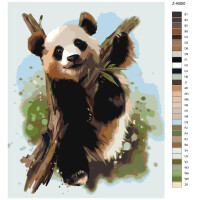 Schilderij op nummer "Panda Beer Tak", 40x50cm, z-ab50
