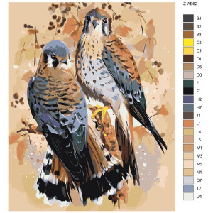 Pittura con numeri "Uccelli beige", 40x50cm,...