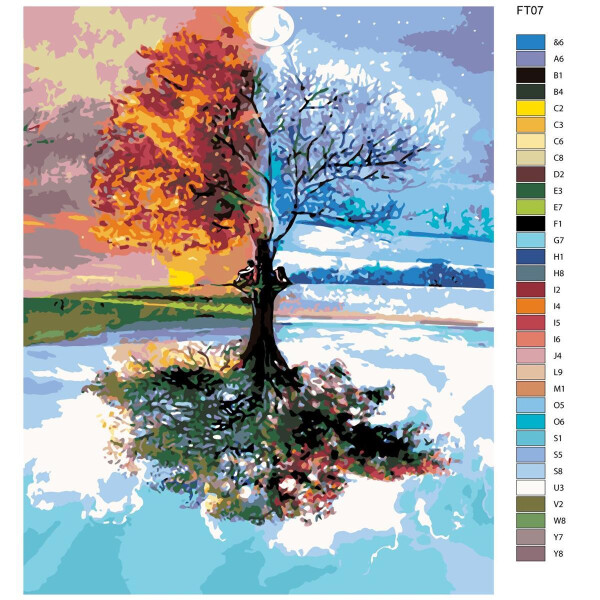 Pittura dai numeri "Albero delle 4 stagioni", 40x50cm, KTMK-FT07n