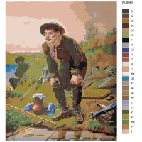 Pittura con numeri "Uomo paesaggio verde", 40x50cm, rus043