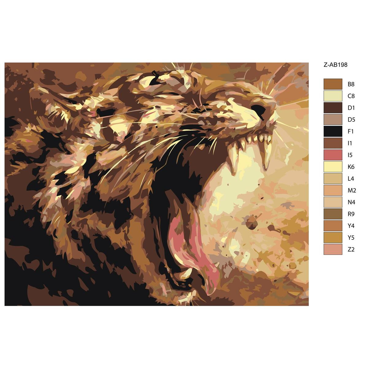 Schilderij op nummer "Tiger Roar", 40x50cm,...