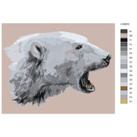 Pittura con i numeri "Ruggito dellorso polare", 40x50cm, z-ab252