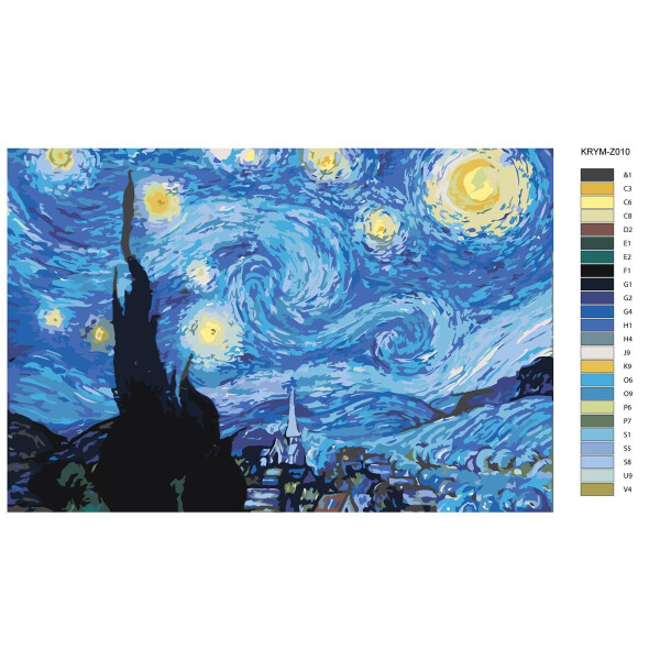Pintura por números "Noche estrellada", 40x60cm, krym-z010