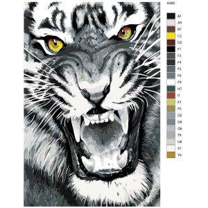 Schilderij op nummer "Tiger Roar", 40x60cm, a395