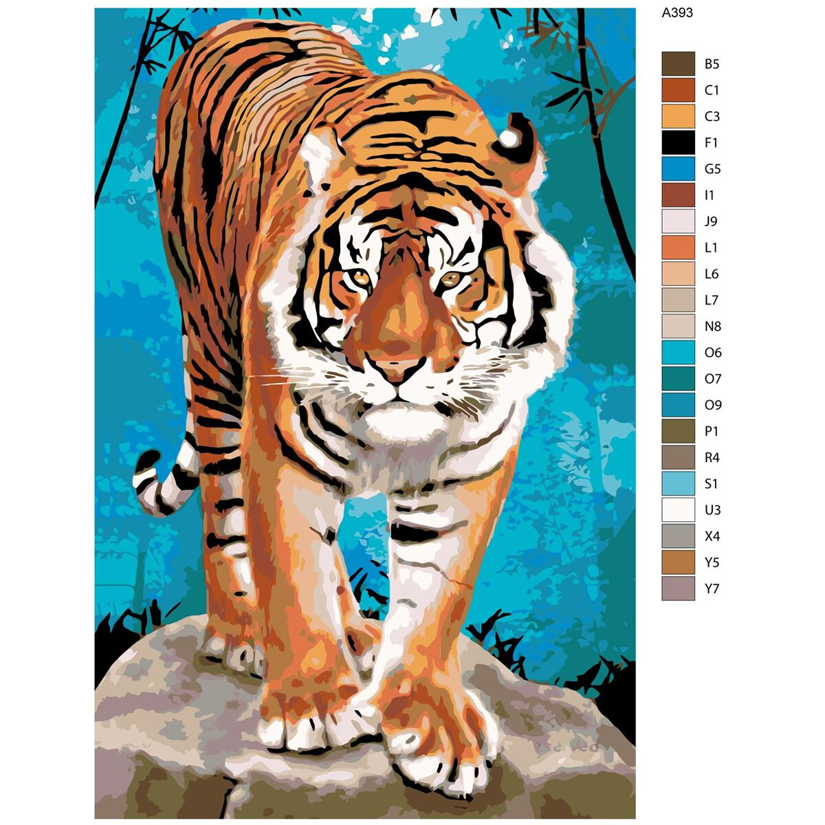 Pittura con i numeri "Tiger watching", 40x60cm,...