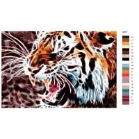 Pittura con numeri "Tigre aggressiva", 40x60cm, a425