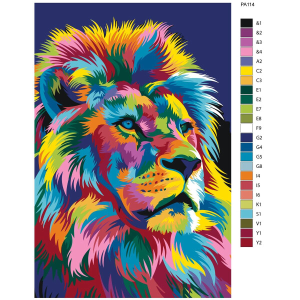 Pittura con i numeri "Leone colorato", 40x60cm, pa114