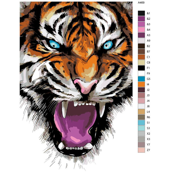 Pintura por números "Rugido de tigre", 40x60cm, a469